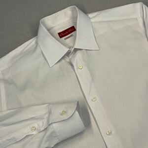 Emidio Tucci Mens Classic Fit White Long Sleeve Dress Shirt Size 4 Spread Collar